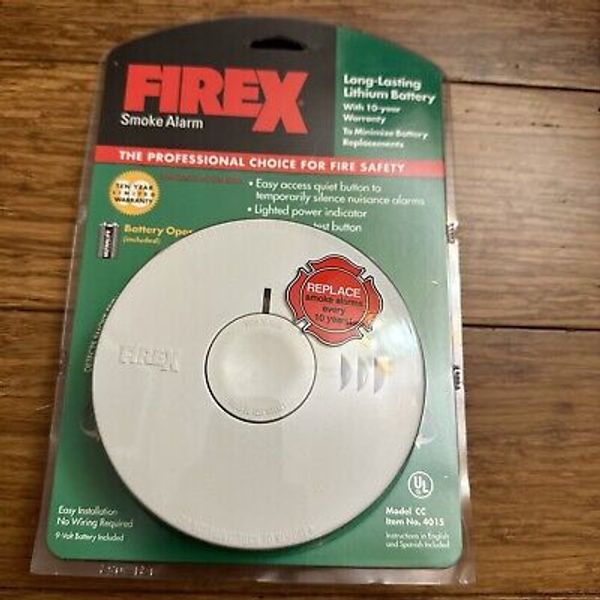 FIREX Smoke Alarm model CC #4015 with Lithium Battery Sealed In Pack.