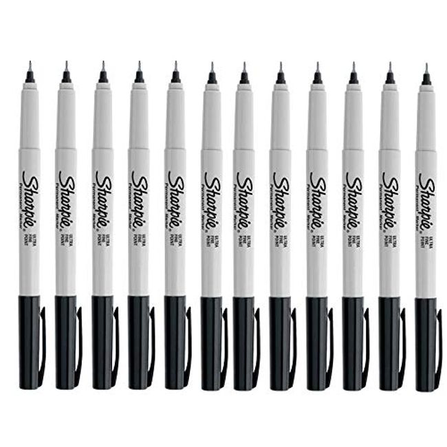 SHARPIE Permanent Markers, Ultra Fine Point, Black, 12-Count