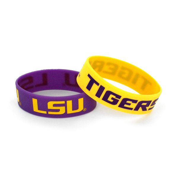 NCAA LSU Tigers Silicone Rubber Bracelet, 2-Pack