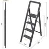 Aluminium 4 Step Ladder, Lightweight Step Stool with Non-Slip Pedals, Handrail,