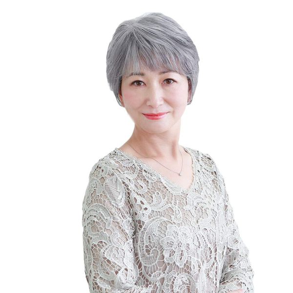 Priscilla A-111 All Wig, Mrs. Minimalist Short, Heat Resistant, TGH, Gray Hair