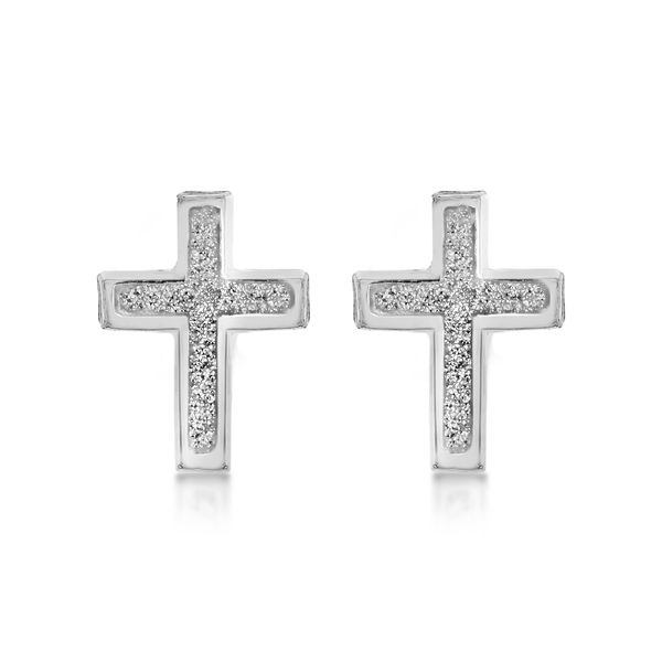 Tuscany Silver Women's Sterling Silver Cross Stardust Earrings