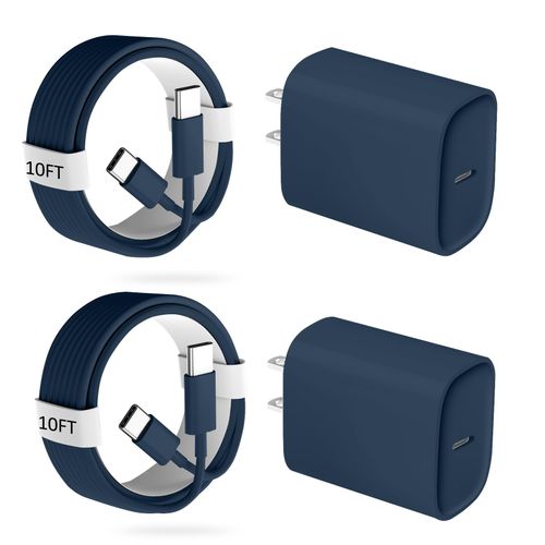 Phone 16 15 Pro Charger Fast Charging, 20W USB C Charger Block with 10ft Long USB C Charging Cable Cord for Phone 16/16 Pro/16 Pro Max/16 Plus/15/15Pro/15ProMax/15 Plus, i-Pad, Galaxy S24- Navy Blue