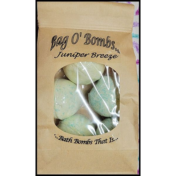 *NEW* Handmade 'Juniper Breeze' Relaxing Bathbombs(5)! Bag O' Bombs! 15 oz