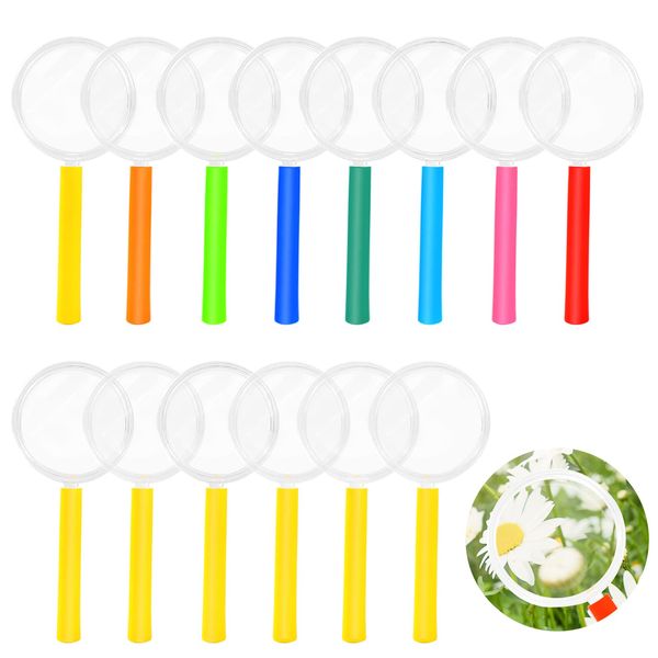 IRCHLYN Magnifying Glass for Kids, 48 Pack Plastic Magnifier Mini Magnifying Glasses, Colorful Hand Lens for Reading (8 Colors)