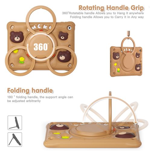LX-SUNCX for iPad 10.2 Case 9th Generation 2021 / 8th Gen 2020 / 7th 2019,Shockproof Kids Case with Screen Protector,Rotating Stand/Pencil Holder/Shoulder Strap for iPad 10.2 Inch - Bubble Bear