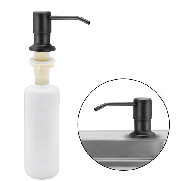 Sink Soap Dispenser Kitchen, 350ml Kitchen Built-in Stainless Steel Dispenser for Sink, Refillable Soap Dispenser with 360° Rotation Pump for Kitchen Sink