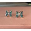 Sterling Silver TINY 10x10mm Turquoise chip Blue Butterfly Stud Studs Earrings