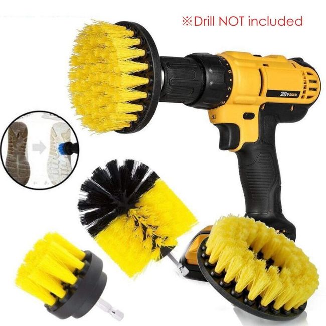 3pcs Electric Drill Brush Power Scrubber Round Cleaning Brush Carpet Glass  Car