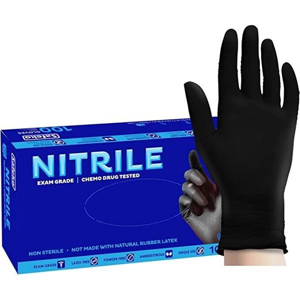 SAFEKO Nitrile Gloves  Black Latex Free, Powder FREE SK-1009 Medium PACK OF 1000