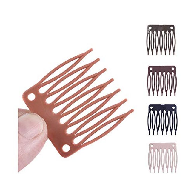 50pcs/Lot Hair Combs Wig Plastic Combs and Clips for Wig Cap Wig Combs for  Making Wigs 7-teeth Hair Clips (Black)