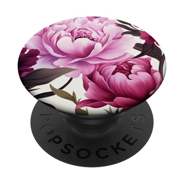 Magenta and Blush Pink Peony Flower Pattern PopSockets Standard PopGrip