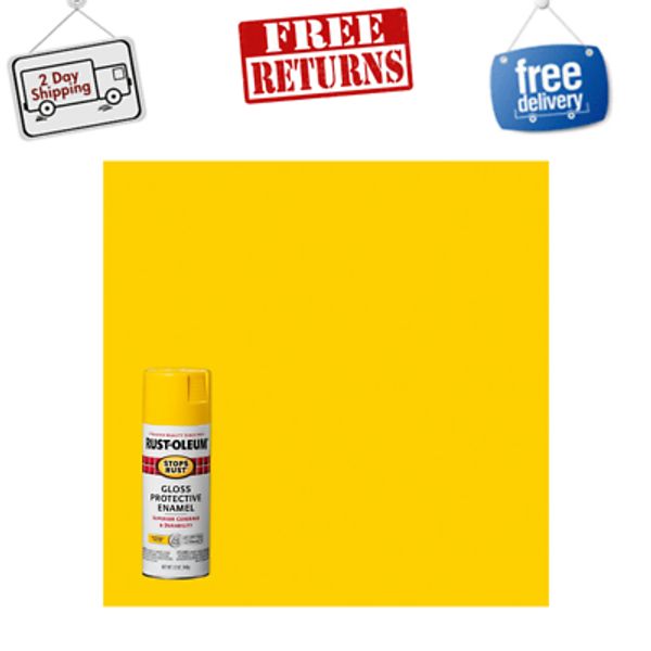 Yellow, Rust-Oleum Stops Rust Gloss Protective Enamel Spray Paint-7747830, 12 oz