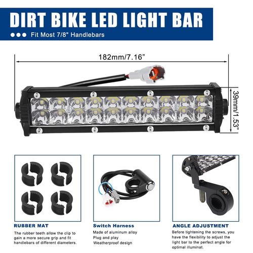 Light Bar Kit Dirt Bike LED Motorcycle Headlight 60W for Honda CRF110 CRF250F KLX110 YFZ450 CRF110 YZ250F PW50 TTR110 XR150L for 7/8" Handlebars Plug-Play Headlight Assembly Kit with Mounting Bracket