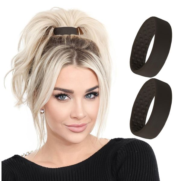 Medium PONY-O for Fine to Normal Hair or Slightly Thick Hair - PONY-O Revolutionary Hair Tie Alternative Ponytail Holders - 2 Pack Black Original Patented Hair Styling Accessories