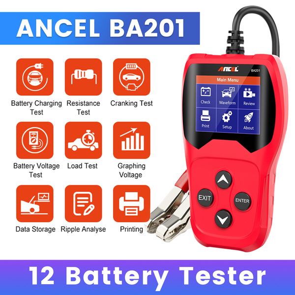 12v Car Auto Battery Load Tester Cranking Car Battery Tester Digital Analyzer
