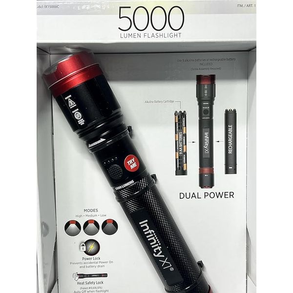 Infinity X1 Dual Power Rechargeable Flashlight 5000 Lumens