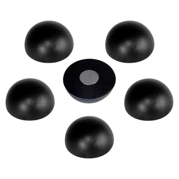 Set of 6 Black Half-Globe Magnetic Memo Holders with Stress Balls - Multipurpose Fridge Magnets for Office, Kitchen, and Home Organization - Functional Stress Relief Hand Exercisers