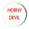 HUMOUR - HORNY DEVIL - RED ON WHITE BACKGROUND - Medium 45mm Magnet