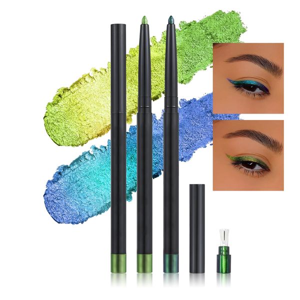 Prreal 2 PCS Chameleon Eyeliner Pencil Set, Colored Eyeliner, Waterproof Eyeliner Pencil, Long-Lasting Eyeliner Pen for Eye Makeup（04+05）