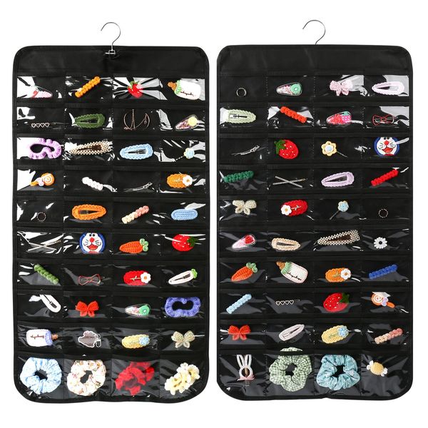 Luney Hanging Jewelry Organizer, 80 Pockets Earring Holder Organizer, Bracelet Organizer with Pockets for Woman, for Hanging Earrings, Necklaces, Bracelets, Rings, Storage, Closet