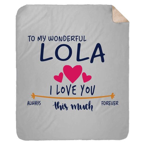 FamilyGift to My Wonderful Lola, I Love You This Much Always, Forever - Plush Fleece Blanket, TV Blanket with First Name 60x80 Inch
