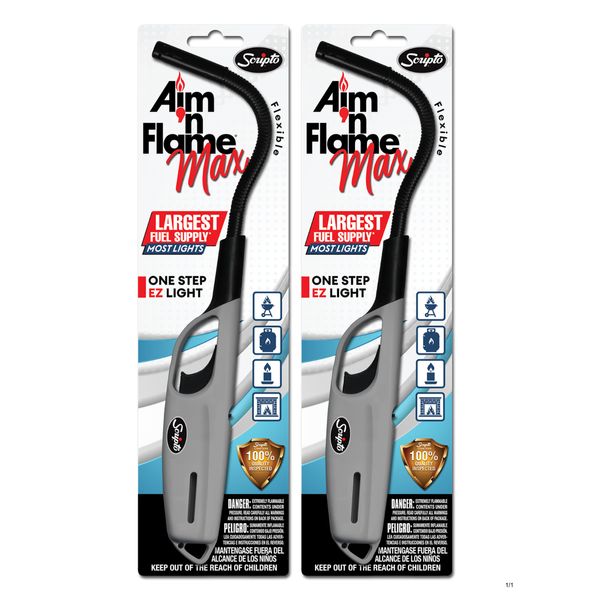 Scripto Multi Purpose UtilityAim N Flame Max Lighter Flexible Decoflex  2-Pack