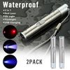 2PCS USB RECHARGEABLE SUPER LASER POINTER PEN 3in1 Cat Pet Toy Red UV Flashlight