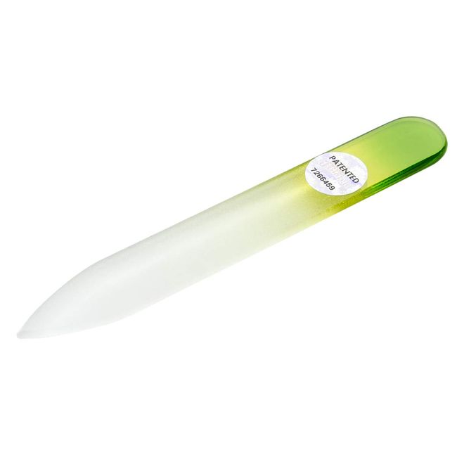 REMOS Nail File Made of Real Tempered Glass - Double-Sided Yellow-Green 8 cm