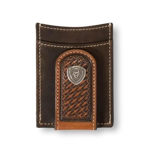 Ariat Basket Weave Money Clip Brown