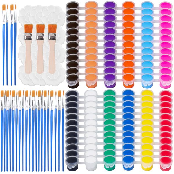 Extrapins 12 Pack Mini Paint Set,Washable Acrylic Paint Strips Set for Kids & Adults,24 Filled Paint Strips in 12 Colors,24 Brushes,12 Mixing Palettes,3 Big Brushes