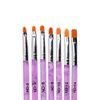 TRIXES 7PC UV Gel Acrylic Nail Brush Set - Nail Art Builder Flat Tips Brush Pen Design Rounded Edge - Accurate Professional Salon Painting Tool - Marbled Purple Pink