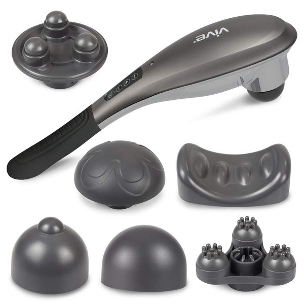 Vive Handheld Massager Cordless - Hand Held Deep Tissue Massage Tool for Back, Full Body, Foot and Neck Muscle - 6 Modes for Men, Women - Portable and Rechargeable - Pressure Point Acupressure