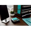 Post it Note Dispenser Black with Aqua Splash Sticky Notes 3x3 Inches 45 Sheets