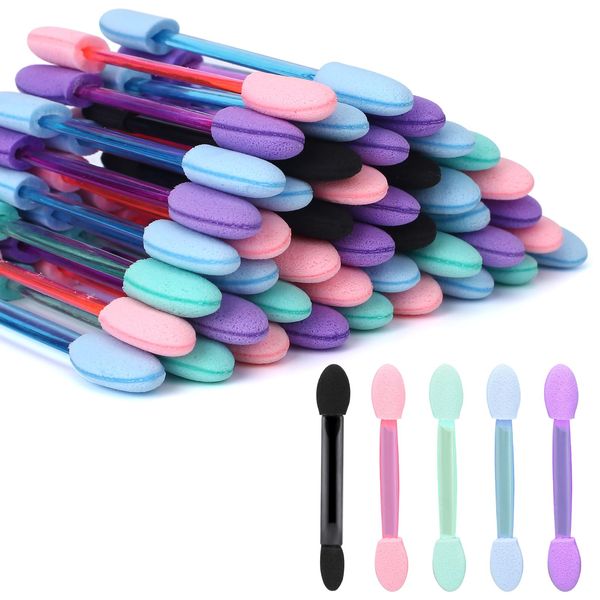 50 Pcs Disposable Double Head Eyeshadow Sponge Brushes Eyeshadow Applicators Dual Sides Eye Shadow Sponge Applicators Eyeshadow Brushes Makeup Applicator Cosmetic Tool(Multicolor)