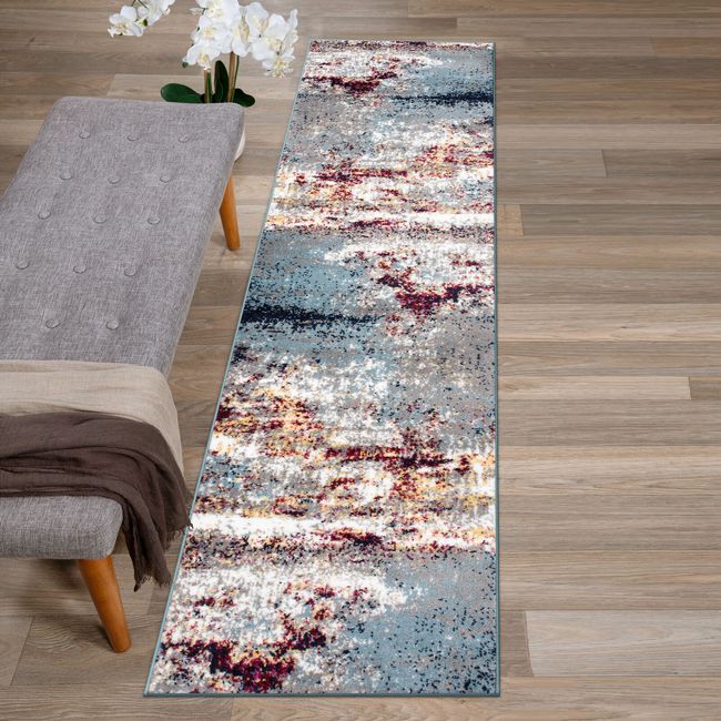 Rugshop Carpet Rug Runner Distressed Abstract Watercolor Rugs for Kitchen 2x7