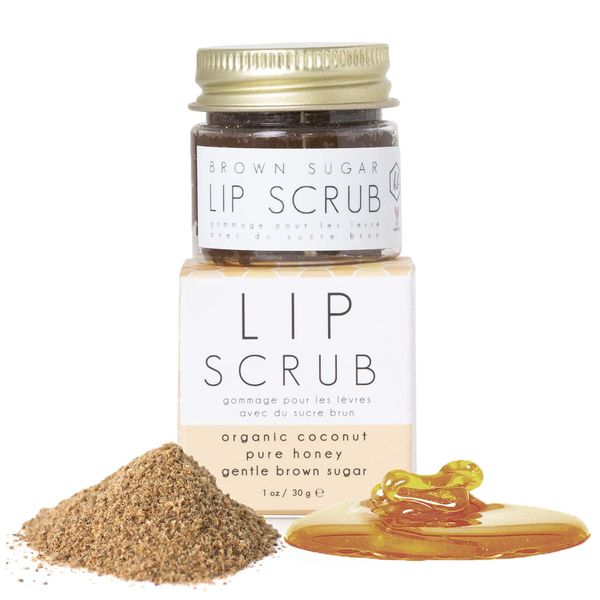 Honey Belle Natural Lip Exfoliator Scrub | Lip Scrubs Exfoliator & Moisturizer with Organic Coconut Oil, Brown Sugar & Honey for Gentle Repair Treatment Scrubs Chapped, Dry, Peeling Skin for Soft Lips