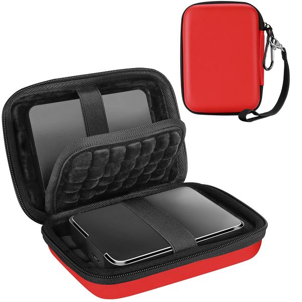 ProCase 2.5" Hart Eva Tasche Case für Externe Hard Drive Festplatten Seagate Expansion, Backup Plus, WD Elements, My Passport, Extreme HDD -Rot