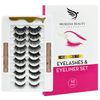Magnetic Eyelashes Natural Look - 10 Pairs False Eyelashes Magnetic Eyeliner and Lashes Kit | Reusable Magnetic Lashes Set with Tweezers | No Glue, Waterproof Magnetic Eyeliner (10 Pack)
