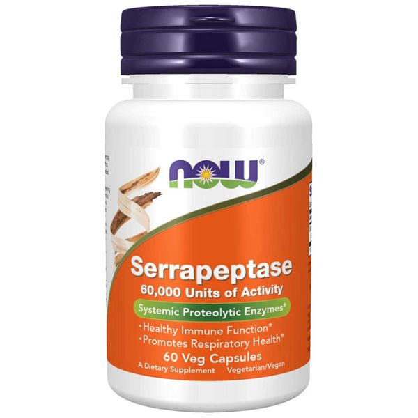 NOW Supplements - Serrapeptase, 60 Veg Capsules, by NOW