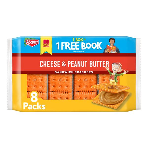 Keebler Cheese and Peanut Butter Sandwich Crackers, Single Serve, 1.38 oz Packages, 8 Count(Pack of 6)