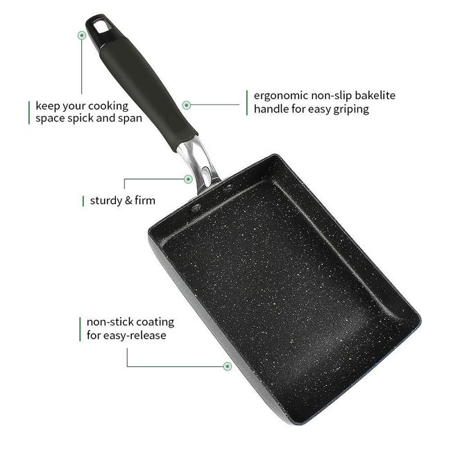 Japanese square pan, green and black - TAMAGOYAKI EGG PAN