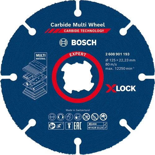 Bosch Professional 1x Expert Carbide Multi Wheel X-LOCK Cutting Disc (for Hardwood, Ø 125 mm, Accessories Small Angle Grinder)