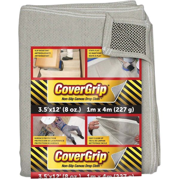 CoverGrip 3.5 Ft. x 12 Ft. 8 Oz. Non-Slip Safety Drop Cloth 351208 CoverGrip