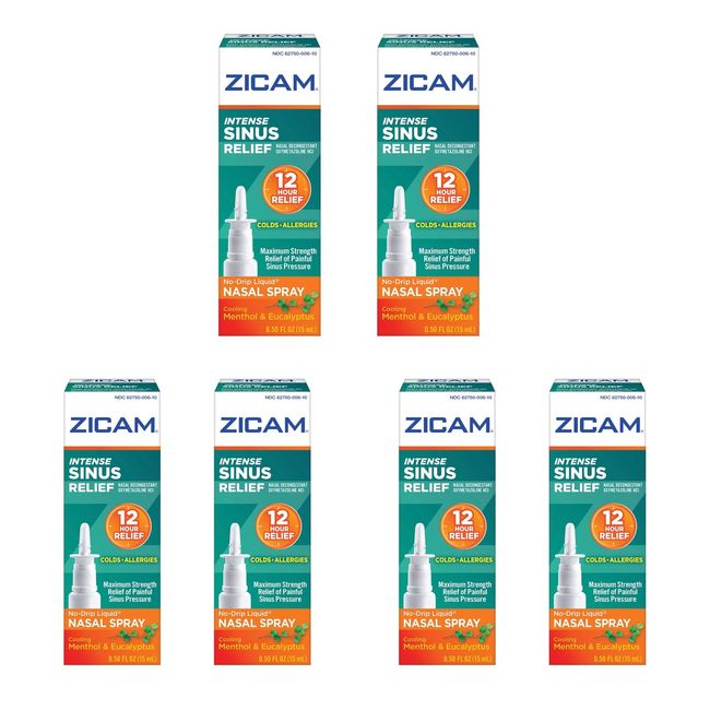 6 Pack Zicam Intense Sinus Relief Liquid Nasal Gel 0.50Oz Each