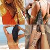 Temporary Metallic Festival Tattoos | Temporary tattoos in metallic gold, silver, black & turquoise to stick on the skin | 12 tattoo sheets with body tattoos for body art