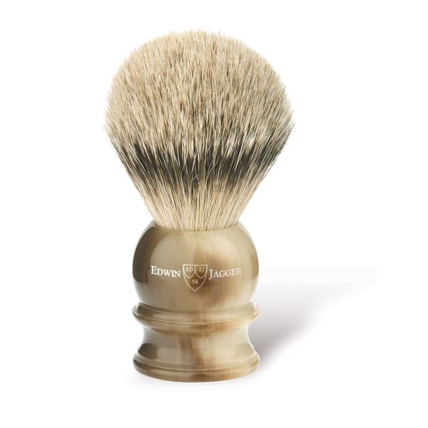 Edwin Jagger Silver Tip Badger Shave Brush, Medium Handle … (Imitation Horn)
