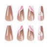 Prosy 24pcs French Medium and Long Square Nails Heart Glitter Matching Fake Nails Full Cover False Nails for Women and Girls