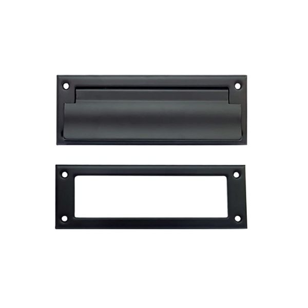 QCAA Soild Brass Mail Slot, with Solid Brass Interior Frame, 8-7/8''X2-7/8" Matte Black 1 Pack, Made in Taiwan