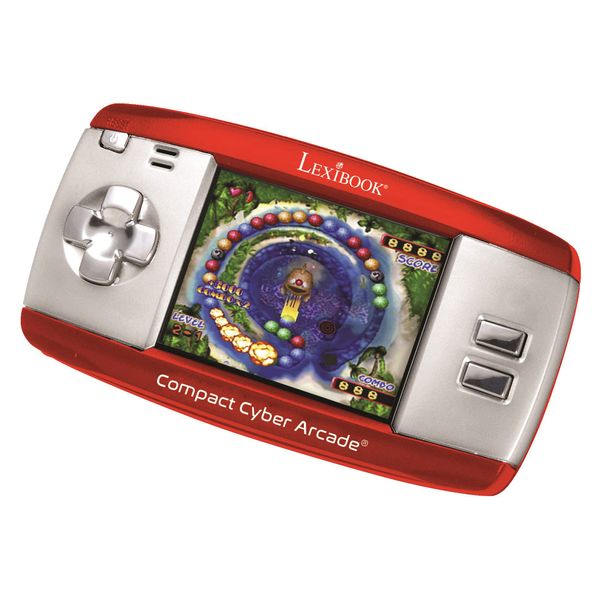Compact Cyber Arcade Portable Gaming Console, 250 Games, LCD, Red, JL2375RD